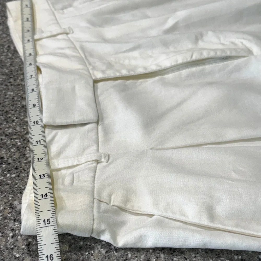 Banana‎ Republic Wide Leg Linen Blend Pants White High Rise Petite Preppy Luxury
